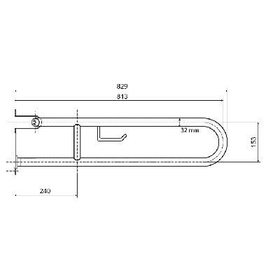 Bemeta Help Pagalbinė rankena U formos 829 mm nerūdijančio plieno (atlenkiama)