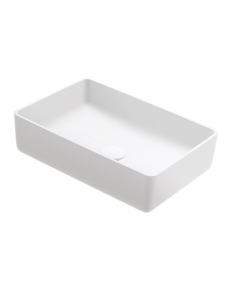 Balteco NEO Q Xonyx akmens masės pastatomas praustuvas, 50x35x13cm, baltos matinės spalvos, dugno vožtuvas komplekte