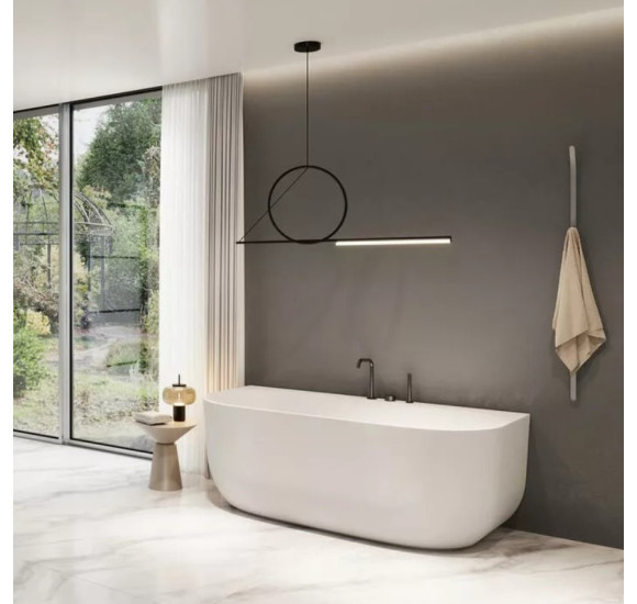 Balteco Marin Wall XONYX akmens masės vonia, prie sienos montuojama, 170 cm, baltos matinės spalvos