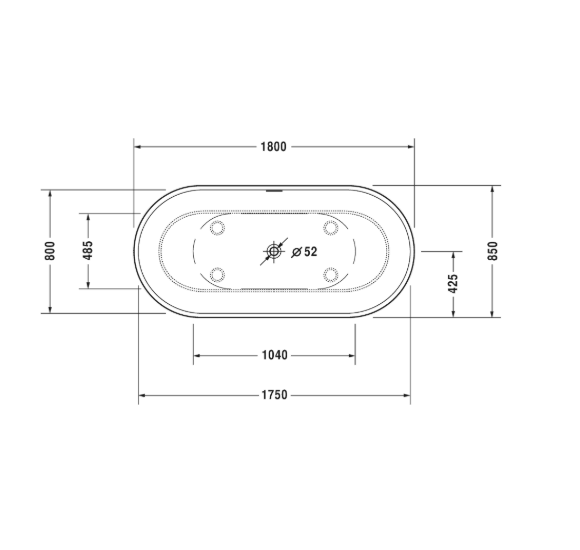 Duravit Luv laisvai pastatoma vonia DuraSolid® 1800x850