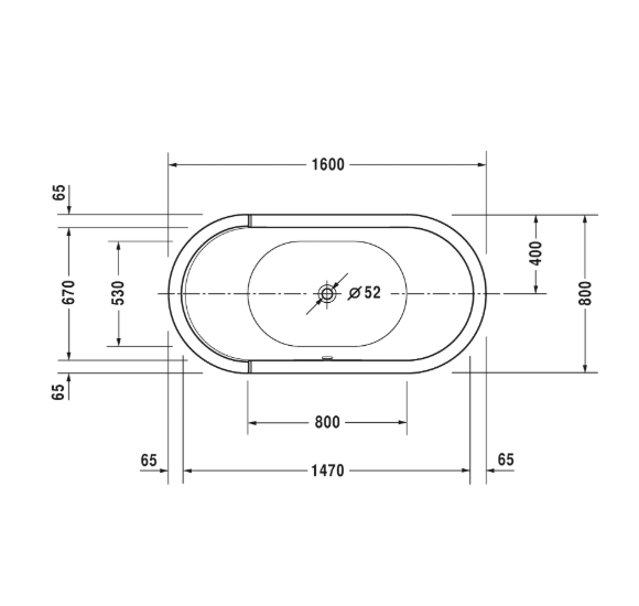 Duravit Starck laisvai pastatoma vonia 1600x800