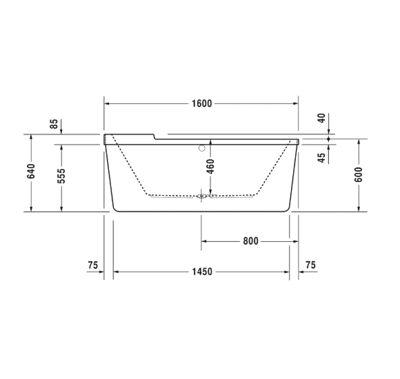 Duravit Starck laisvai pastatoma vonia 1600x800