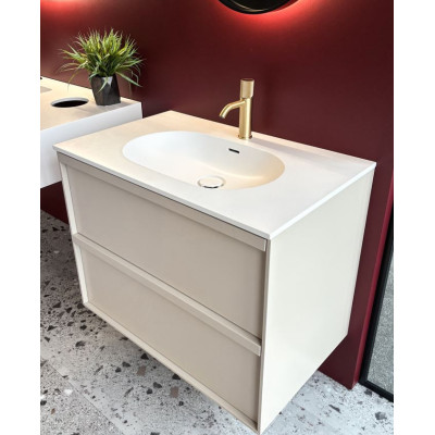 Balteco Xonyx akmens masės stalviršis (805x500mm) su integruotu praustuvu, baltas matinis