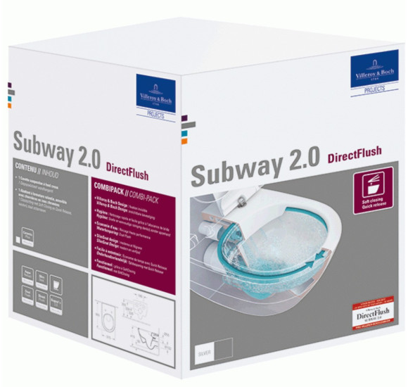 Pakabinamas klozetas Villeroy&Boch Subway 2 'Rimless' su "Slim" dangčiu ir C+ danga