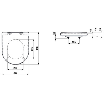Laufen Pro special standartinis kieto plastiko dangtis klozetams