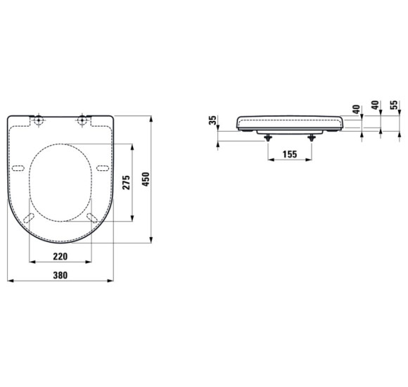 Laufen Pro special standartinis kieto plastiko dangtis klozetams