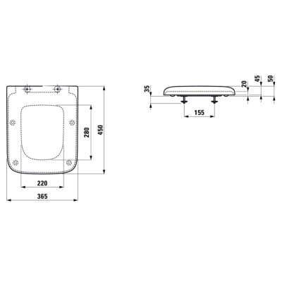 Laufen Palace kieto plastiko dangtis su "soft close" vyriais