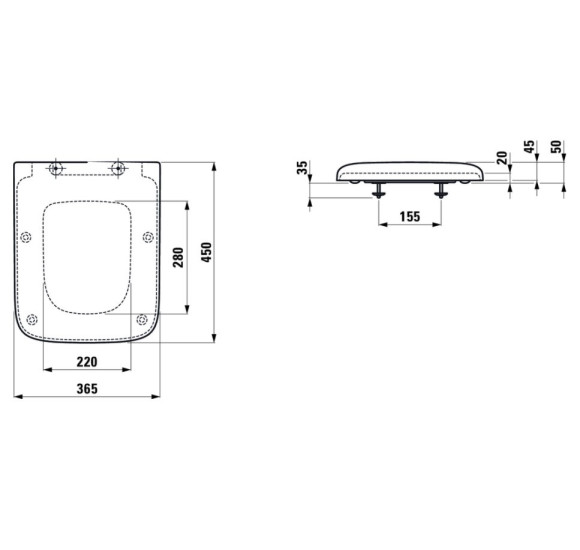 Laufen Palace kieto plastiko dangtis su "soft close" vyriais