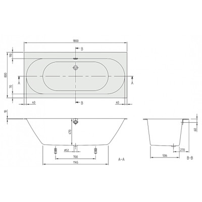 Masažinė vonia Villeroy&Boch Oberon 180x80 2.0 su Koller Super Lux masažo sistema