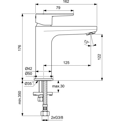 Ideal Standard CERAFINE O paaukštintas praustuvo maišytuvas be dugno vožtuvo, BC554XG