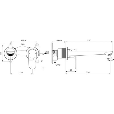 Ideal Standard Cerafine O potinkinis praustuvo maišytuvas, BD133XG