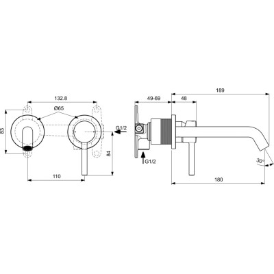 Ideal Standard Ceraline potinkinis praustuvo maišytuvas, juodos matinės spalvos, A6938XG