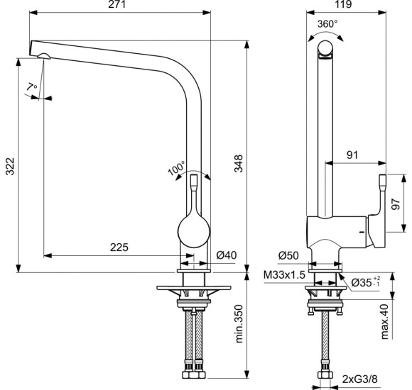 Ideal Standard CERALOOK plautuvės maišytuvas, pasirinkite spalvą