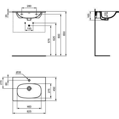 IŠPARDAVIMAS. Ideal Standard Tesi praustuvas montuojamas ant spintelės 63cm, T3510V3