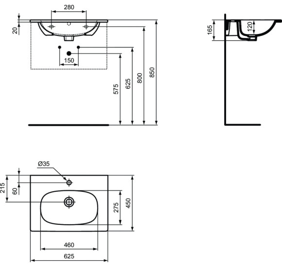IŠPARDAVIMAS. Ideal Standard Tesi praustuvas montuojamas ant spintelės 63cm, T3510V3