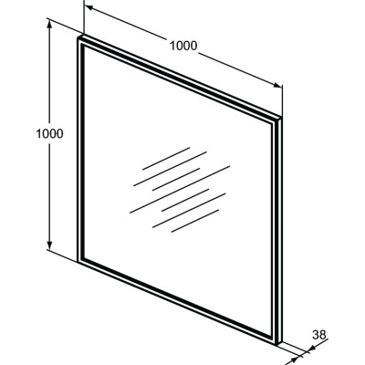 Ideal Standard kvadratinis veidrodis su apšvietimu 100x100cm,juodas rėmelis