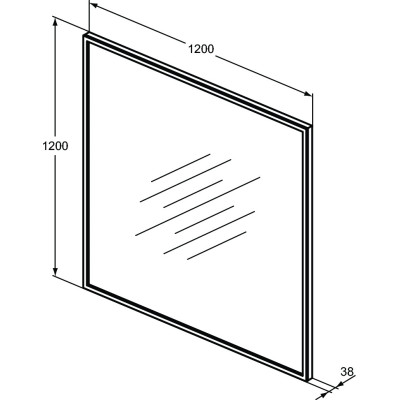 Ideal Standard kvadratinis veidrodis su apšvietimu 120x120cm,juodas rėmelis