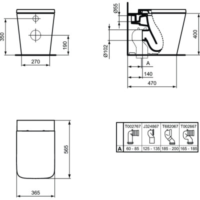 Ideal Standard Blend Cube prie sienos statomas klozetas be dangčio