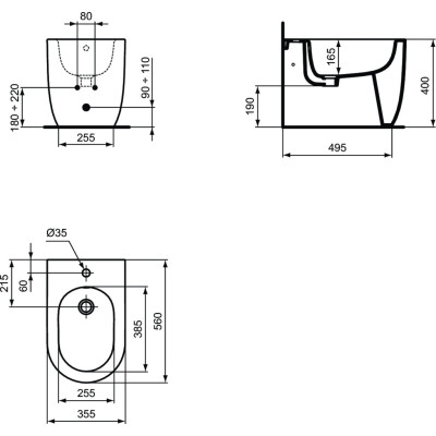 Ideal Standard Blend Curve prie sienos statoma bide