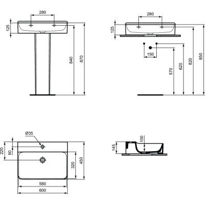Ideal standard Conca 60x45cm praustuvas