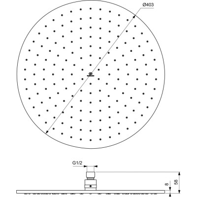 Ideal Standard Idealrain Atelier stacionari, apvali dušo galva 400mm (A5804) PVD spalvos