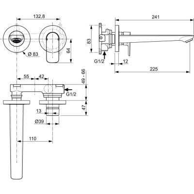 Ideal Standard Connect Air potinkinis maišytuvas praustuvui 225 mm (A7009), PVD spalvos