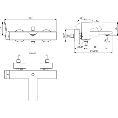 Ideal Standard Conca vonios maišytuvas, PVD spalvos