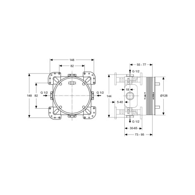Ideal Standard Ceratherm T100 potinkinė termostatinė dušo sistema su 300 mm lietaus galva, chromo sp., A7573AA