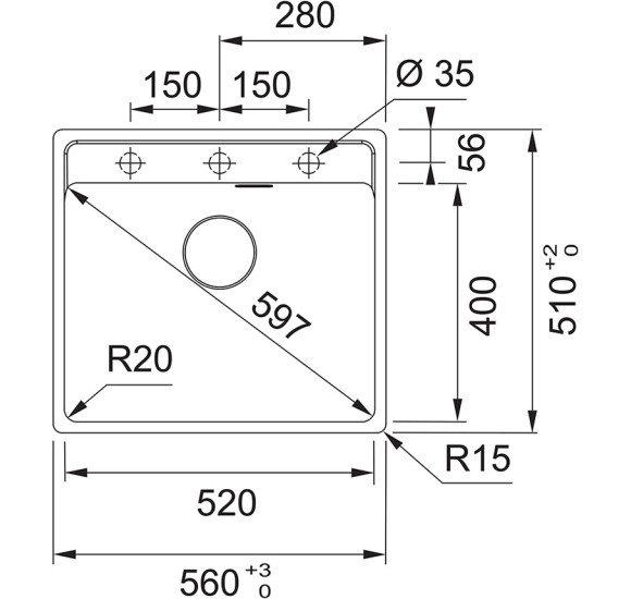 Franke MRG 610-52 A plautuvė, montuojama ant stalviršio, užkemšamas ventilis, nerūdijančio plieno perlaja