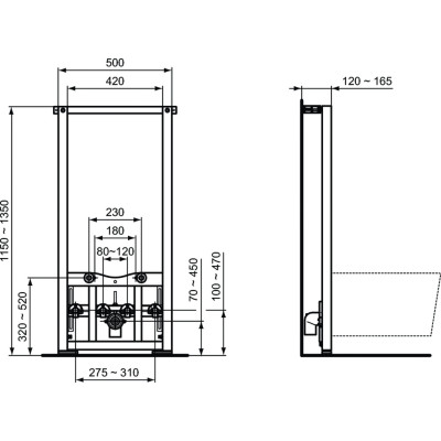 Ideal Standard potinkinis bide rėmas su tvirtinimo elementais, R016267
