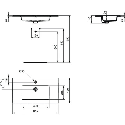 Ideal Standard Tempo praustuvas montuojamas ant spintelės 80 cm, E066901