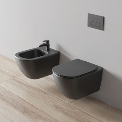 Ideal Standard Tesi Pakabinamo klozeto komplektas 3in1, juodos spalvos, T0079V3+T3527V3+R020467+R0115A6
