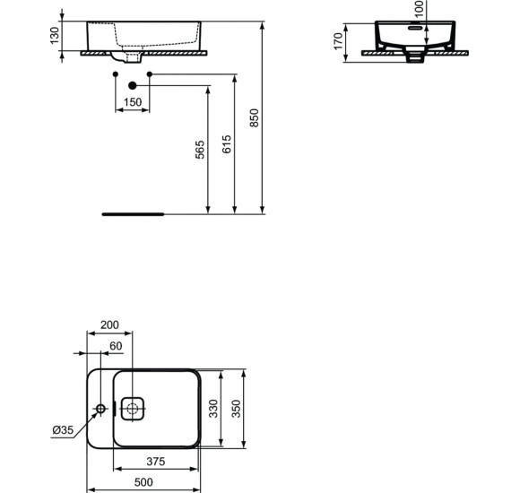Ideal Standard pastatomas praustuvas 50x35cm Strada II