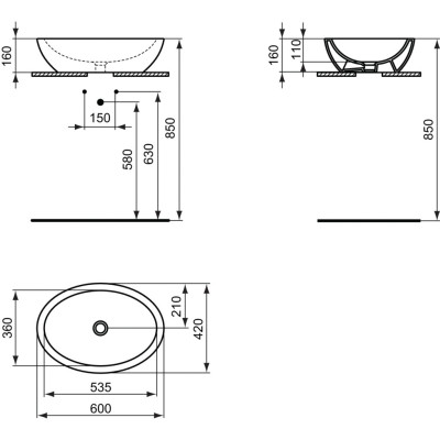 Ideal Standard Strada "O" ovalus keramikinis praustuvas