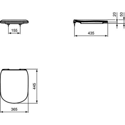 Pakabinamo klozeto Ideal Standard TESI "soft close" dangtis, juodos matinės spalvos, T3527V3