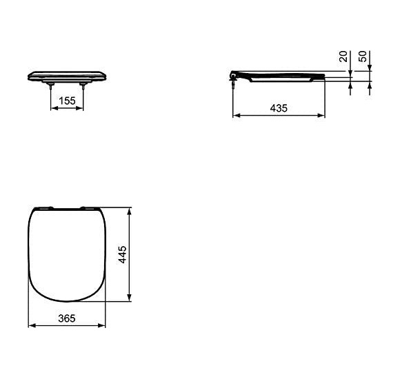 Pakabinamo klozeto Ideal Standard TESI "soft close" dangtis, juodos matinės spalvos, T3527V3