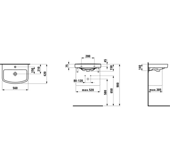 Laufen Kompas praustuvas 560x420