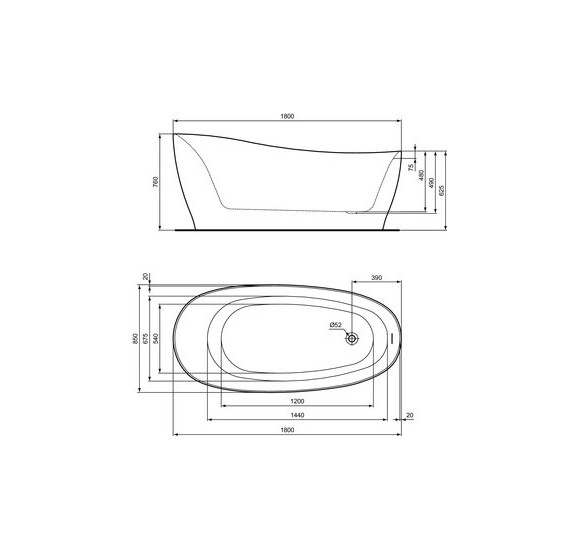 Ideal Standard Around laisvai pastatoma matinė vonia 180x86, K8715v2