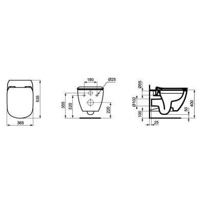 Ideal Standard TESI pakabinamas klozetas (Aquablade),  su "Soft close" dangčiu, T354601