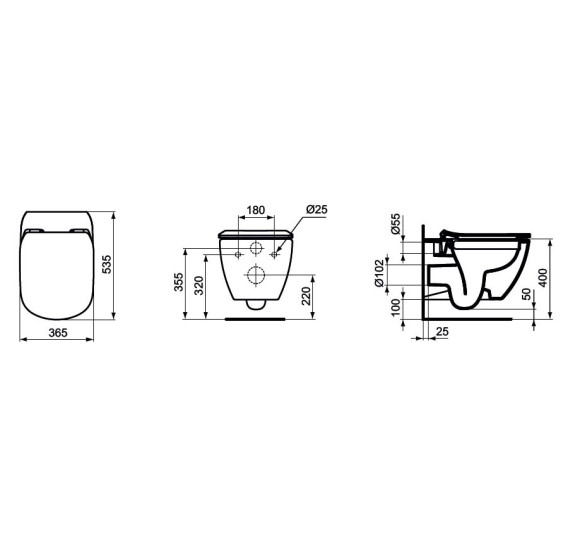 Ideal Standard TESI pakabinamas klozetas (Aquablade),  su "Soft close" dangčiu, T354601