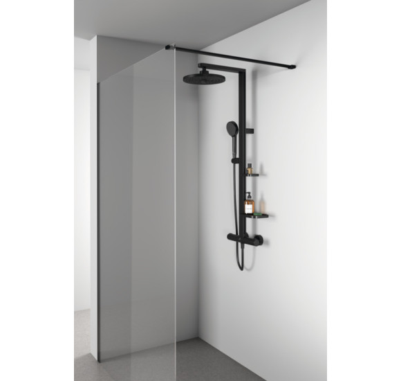Ideal Standard CONNECT 2 stiklo sienelė dušui 90x195 cm juodos matinės spalvos profiliais, K9377V3