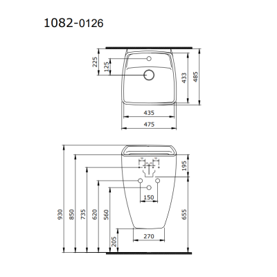BOCCHI praustuvas Firenze Monoblok 485x475 (1082)