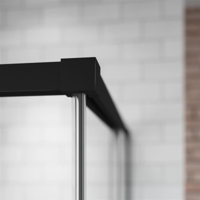 Idea Black KDD 90x90x200 dušo kabina, juodi profiliai, skaidrus stiklas