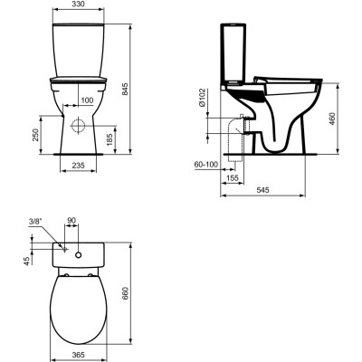 Ideal Standard Eurovit+ pastatomas klozetas be bakelio, White, W328901