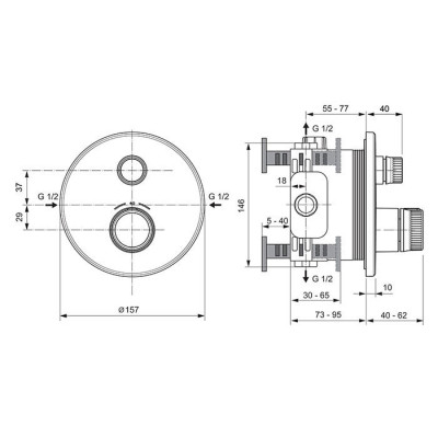 Ideal Standard Ceratherm Navigo Kit2 apvalus dušo/vonios maišytuvas, pasirenkama spalva