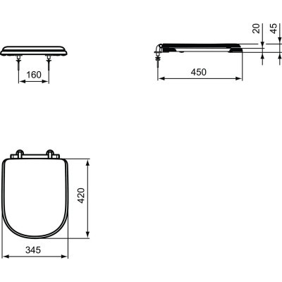 Ideal Standard Calla unitazo dangtis, lėtai nusileidžiantis, T627801