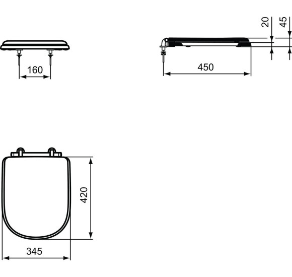 Ideal Standard Calla unitazo dangtis, lėtai nusileidžiantis, T627801