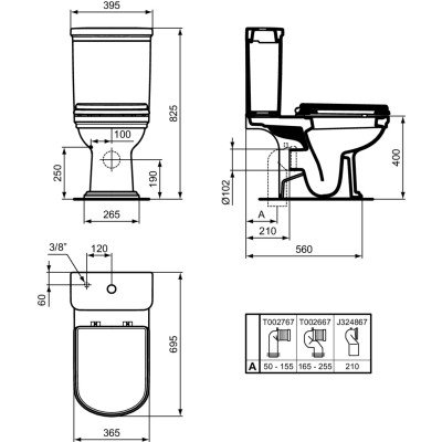 Ideal Standard Calla pastatomas klozetas be dangčio ir bakelio, E222701