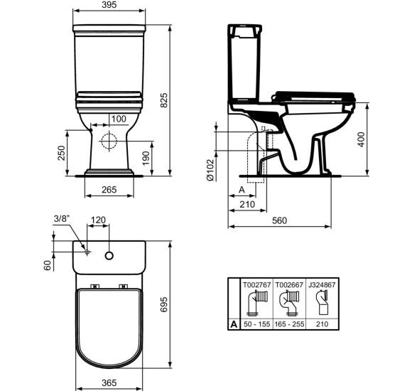 Ideal Standard Calla pastatomas klozetas be dangčio ir bakelio, E222701