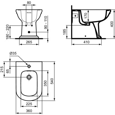 Ideal Standard Calla prie sienos statoma bide, E222601